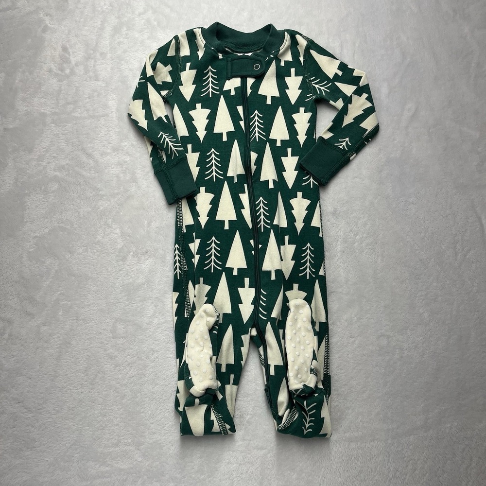 Hanna Andersson Footed Sleeper Unisex Baby 12-18m Christmas Tree Organic Cotton‎
